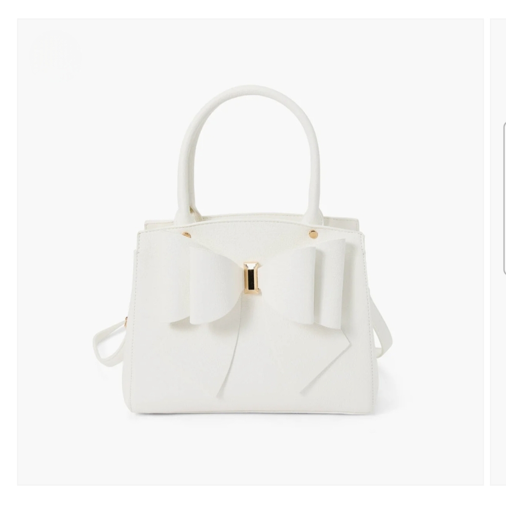 NWT Like Dreams White Women's Classic Park Bowtie Satchel Bag w/ Gold Hardware